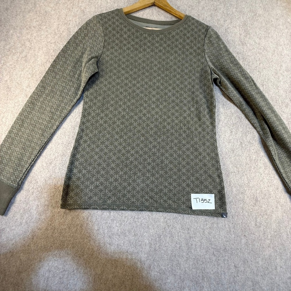 Eddie Bauer Outdoor Womens Small Green Geometric Thermal Long Sleeve Top T1352